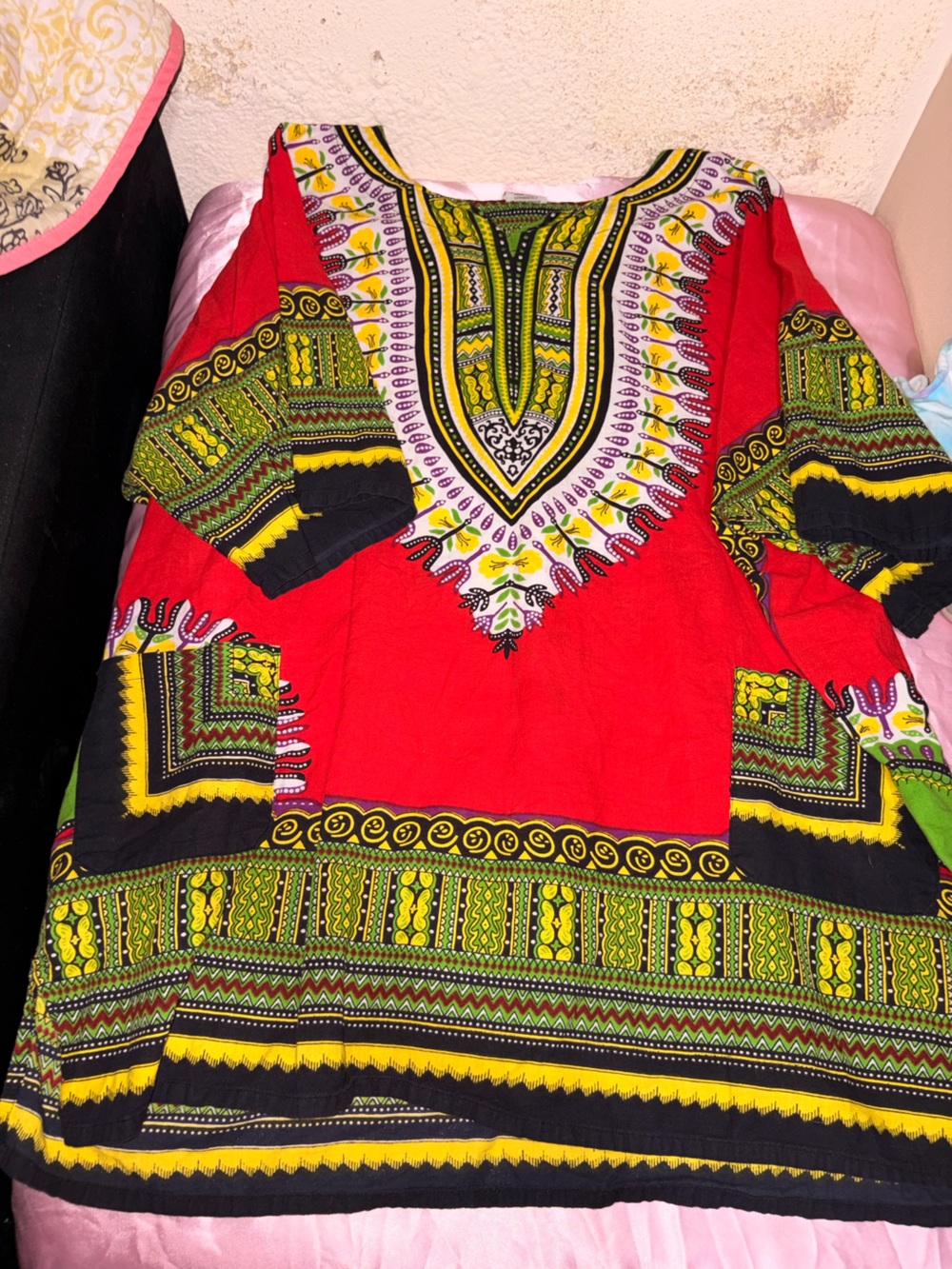 Vibrant Red African Print Midi Skirt